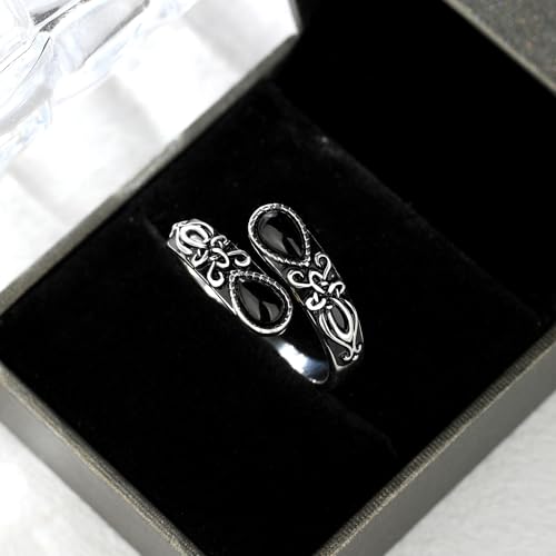 925 Sterling Silver Adjustable Spoon Ring - Vintage Boho Open Finger Jewelry thumb rings for women, Handmade Thumb Ring with Nature Inspired Designs4