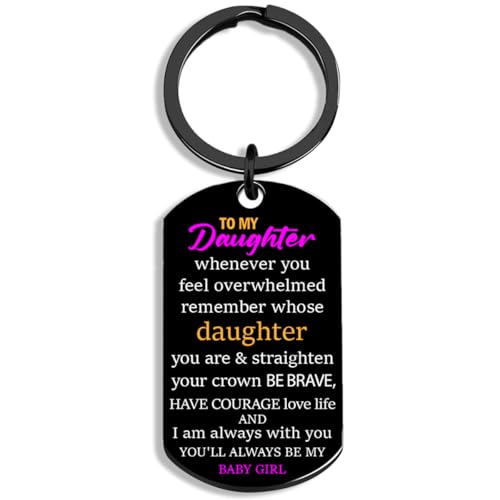 Inspirational Daughter Gifts from Mom Dad, to My Daughter Keychain