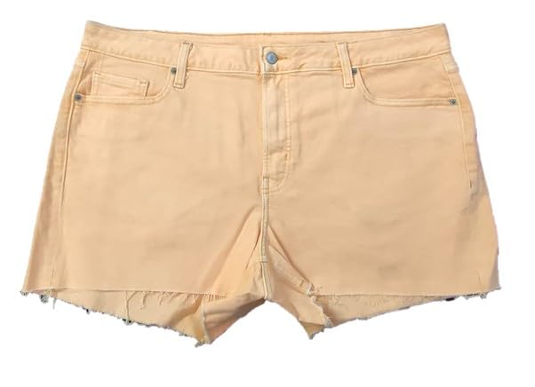 happening Plus Size Women Stretch Denim Hot Pants (Short Shorts) - Length 15 inches - HIGH Rise- Light Orange Color - Waist Size (5XL) 42 to (6XL) 44 inches-picture-30