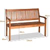 COSTWAY 2-Seater Acacia Wood Fire Pit Bench - Curved Outdoor Loveseat For Patio, Garden & Deck