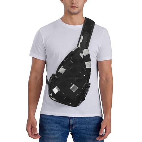 Mochila cruzada MyPiky negra y blanca con brillo miniatura 7