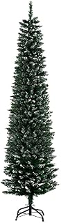 HOMCOM 6FT Artificial Snow Dipped Christmas Tree Xmas Pencil Tree Holiday Home Indoor Decoration with Foldable Black Stand, Green