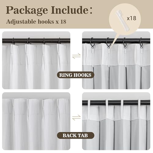 Image of MYSKY HOME White Blackout Curtains 108 inches Long Pinch Pleated Curtains for Living Room Bedroom 100% Room Darkening Black Out Window Drapes with Hooks Back Tab, 40 inch Wide per Panel, 2 Pieces