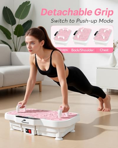 Image of Zoomsnail Vibration Plate Exercise Machine, 8000 Vibrations /min Adjustable Fitness Platform, 400 Lbs Capacity Whole Body Workout Extra Large Size Platform with Bluetooth for Weight Loss, Women & Men
