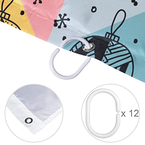 Rideau de douche boules de Noël imperméable de 183 cm