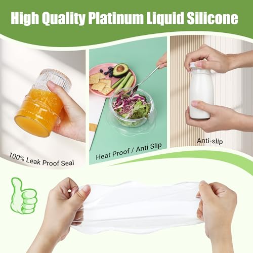 Image of Silicone Stretch Lids for Food Storage, Transparent Bowl Covers, 8PCS