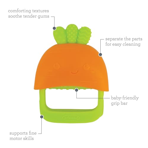 Image of Infantino Teething Mitt Handy Dandy Silicone Orange Carrot