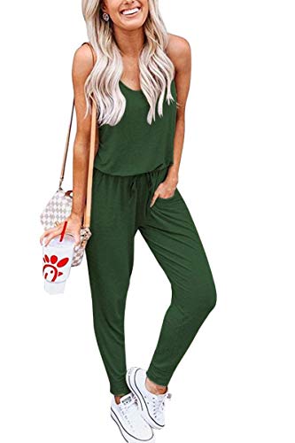Meyeeka Womens Casual Jumpsuit Sexy Off Shoulder Elastic Waist Beam Long Pants Romper M