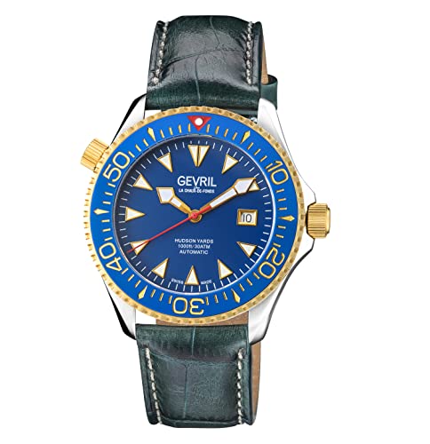 Gevril Hudson Yard Men's Swiss Automatic Watch, Genuine Italian Leather Strap