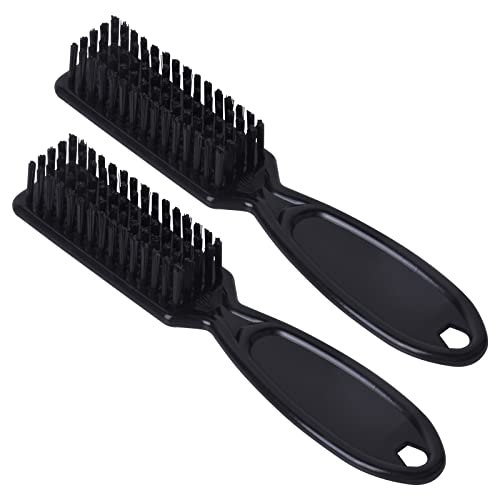 Lot de 2 Brosses de Nettoyage en Nylon, Brosse à Cheveux Homme Brosse Coiffeur, Brosse de Nettoyage de Lame de Barbier, pour Nettoyage de Tondeuse(Noir) Cover