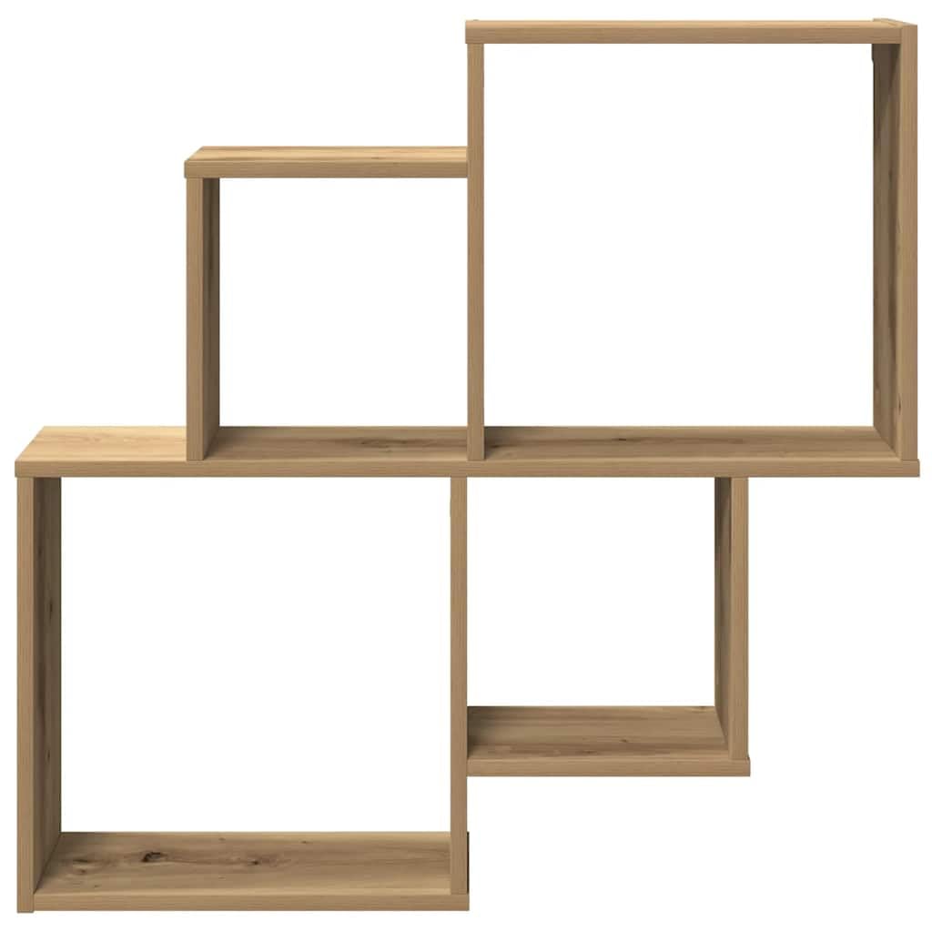 Wandregal Artisan-Eiche 80x15x78,5 cm Holzwerkstoff Schweberegal starker 60 kg Hängeregal Modernes Design Bodenfrei Bad Küche Wohnzimmer Schlafzimmer