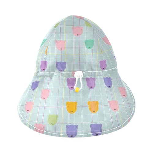 Colorful Fresh Summer Cute Bear Gums Toddlers Sun Hats Boys Bucket Hat Baby Girls' Sun Protection Adjustable Traveling Swim3