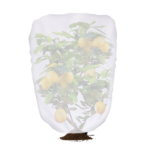 DECOHS 3.3 x 2.6Ft Garden Plant Shade Cover with Drawstring, Non-Woven Garden Shade Sun Protection Plants Cover, White Light Refraction Fruit Tree Sunshade Cloth for Protect Plant from Direct Sunlight