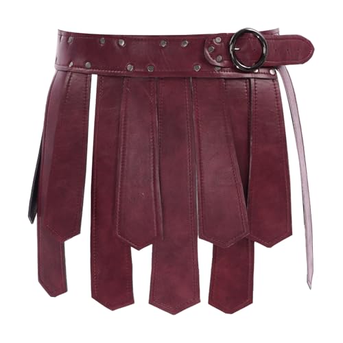 Medieval Roman Tassel Skirt PU Leather Viking Fringe Belt Gladiator Kilt Waist Belt