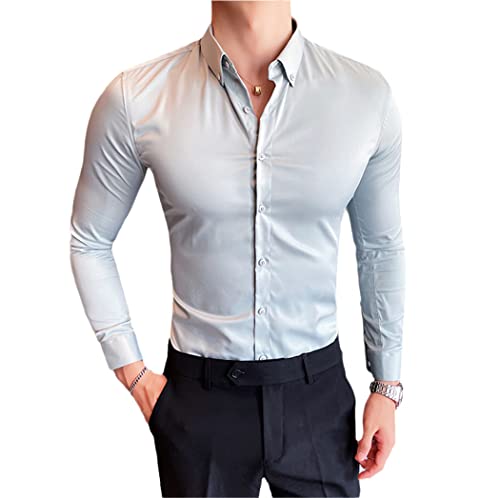 Chemise manches longues homme grande taille 3XL ajustée pour silhouette élancée