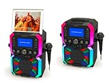 Auna KTV Karaoke Musikbox mit Mikrofon, Bluetooth Karaoke-Maschine mit Fernbedienung, CD Player & Lautsprecher, Partybox für Kinder & Erwachsene, Karaoke Anlage mit 5