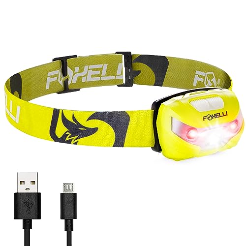 Foxelli Rechargeable Headlamp Flashlight - Super Bright Led Head Lamp For Running, Camping, Hiking & Work, Lightweight Comfortable Head Light For Adults And Kids #TOP3