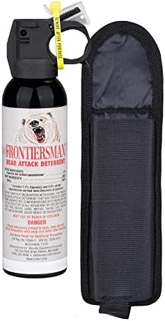 SABRE Frontiersman 7.9 oz. Bear Spray, Maximum Strength 2.0% Major Capsaicinoids, Powerful 30 ft. Range Bear Deterrent, Outdoor Camping & Hiking Protection, Quick Draw Holster & Multipack Options