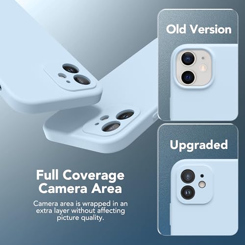 Image of Magnetic for iPhone 12 Case, Compatible with MagSafe, [Full Camera Protection][Screen Protector] Silicone Shockproof Protective Phone Case for iPhone 12 6.1 inch, Light Blue