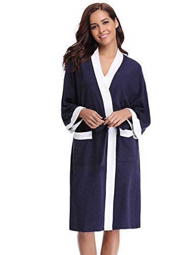 Aiboria Batas Mujer Unisex Albornoz Hombre o Mujer Primavera Verano Batas y Kimonos con Cinturón,baño Albornoz Gimnasio Ducha SPA Hotel Vacaciones