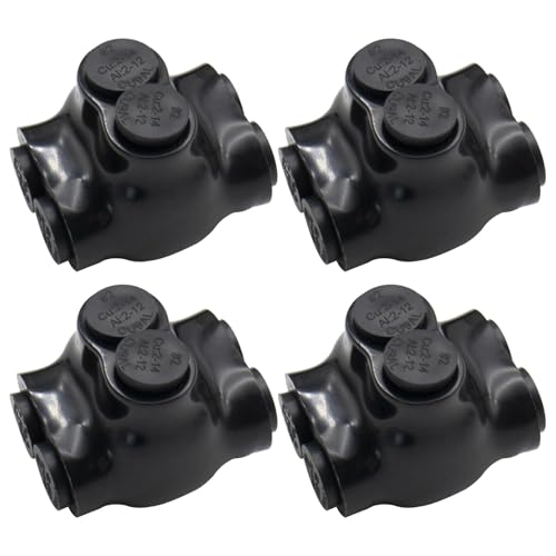 2-14 AWG Insulated 2 Port Inline Splice Connector Black Wire Connectors,Allen Hex 5/32" Insulated Cable Connectors Pre-Loaded Oxide Inhibitors,UL Listed(4pcs)