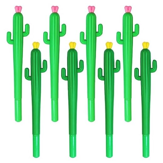 JKJF 8 bolígrafos bola rodante en forma cactus creatividad bolígrafo tinta gel cactus para papelería oficina escolar bolígrafo escritura cactus - 0,5 mm negro