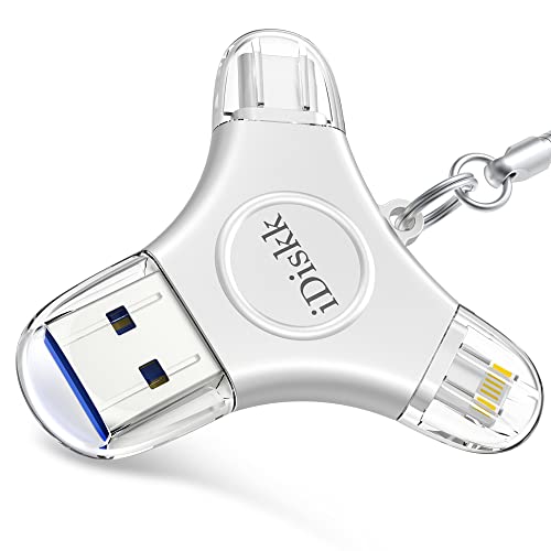  iDiskk MFI Certified 128GB Photo Stick per iPhone USB C iPad Pro Android Samsung Flash Drive per iPhone 13/12 pro/12/12 pro/12 mini/11/11/Pro/XR/X/XS MAX,iPad Pro Photo Storage Stick per PC, Mac, iMac