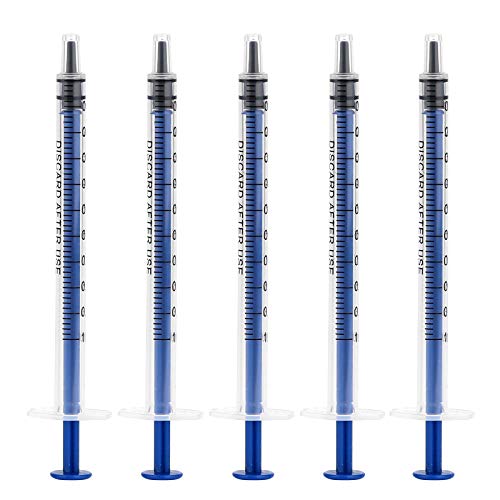 LUTER 12 Piezas 1ml Jeringas de Plástico, Jeringa de Plástico Sin Aguja con Medición para Experimentos Científicos, Dispensación, Medición de Líquidos, Alimentación de Mascotas (Azul)