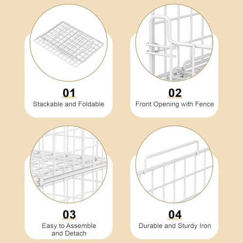 Astrorhine 4-Tier Stackable Closet Organizers and Storage Basket - Foldable Closet Shelf Organizer System, Sturdy Metal Space-Saving Clothes Storage Bins for Wardrobe, White - Image 6