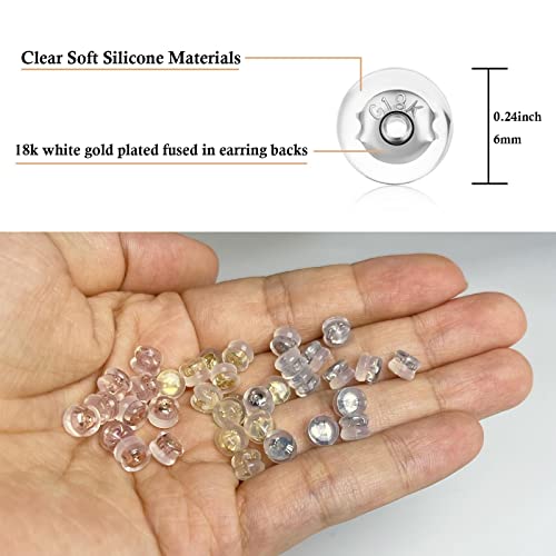 image for DELECOE 18K Gold Silicone Earring Backs for Studs Droopy Ears Hoops Fi