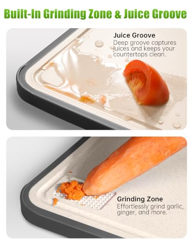 Image of Non Toxic Titanium Cutting Board for Kitchen, Food Grade Titanium Cutting Boards 2 in 1 Double Sides, Non Slip Cutting Mat 15 inch x 10 inch