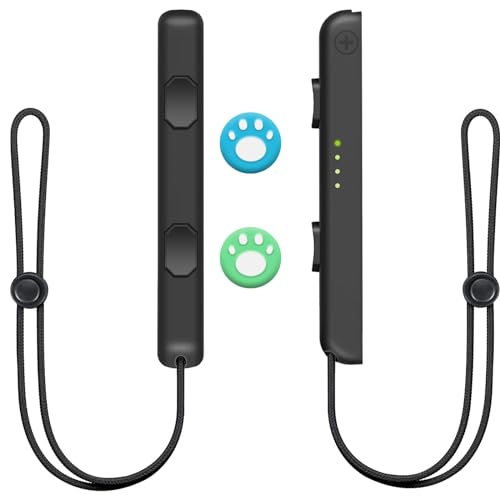 2 Pezzi Cinturino da Polso per Gamepad per Switch, Sostituzione per le Cinghie del Controller con 2 Cappucci per Joystick Compatibili con gli Accessori del Controller Switch