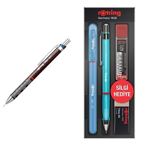 Rotring kalem seti (Tikky versatil 0.7 mm bordo ve Visuclick jel kalem mavi)