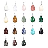 24pcs Oval Round Water TearsDrop Healing Chakra Charm Stone Beads Semi-Precious Gemstone Rock Crystal Quartz Stone Pendants for Necklace Jewelry Making