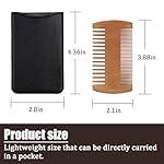 Pearwood Beard Comb, Wooden Beard Comb for Men with Leather Case, Dual-Sided Teeth for Beard Grooming - Image 2