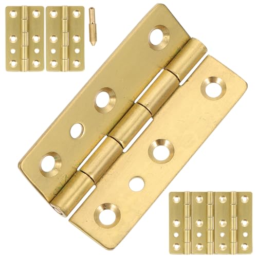 INOOMP 6pcs 45x29mm Copper Piano Hinges 8-Hole Continuous Small Folding Door Hinges for Cabinet Drawer Box Without Screws, Industrial Hardware for Furniture and Piano Use