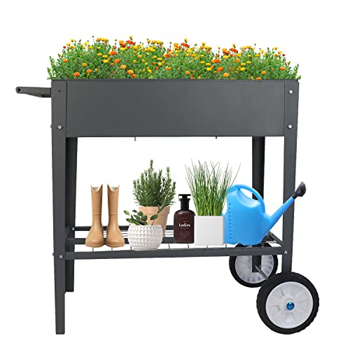 BIRDSINYARD Hochbeet 120x60x60cm | Verzinkter Stahl Olivgrün | Tiefwurzel Gartenbeet Für Gemüse & Kräuter