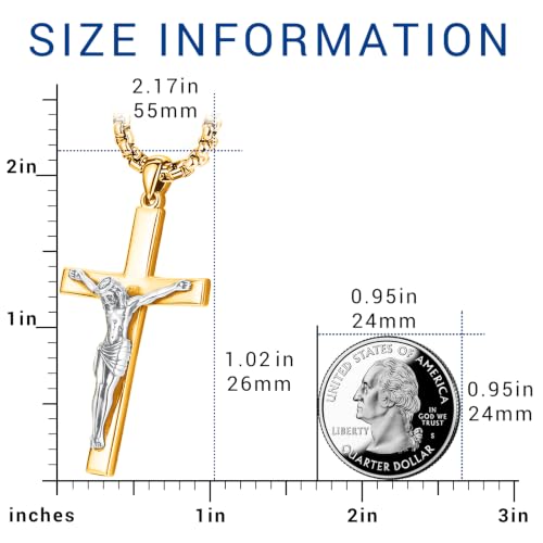 Image of Eusense Cross Necklace for Women Men Crucifix Pendant Sterling Silver 925 Cruz De Caravaca Cross Jesus Crucifix Jewelry