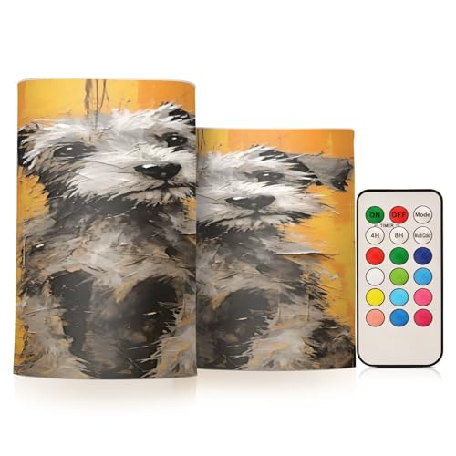 ALAZA Dog (36) Flickering Flameless Candles Battery Operated with Remote Timer,Tea Light Candles LED Pillar Votive Candles Set of 2 for Outdoor Indoor Decorations
