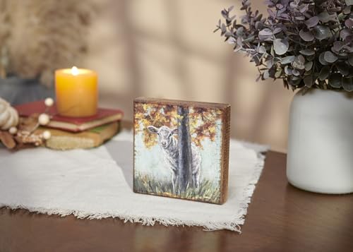 Primitives-by-Kathy-Fall-Sheep-Home-Decor-Block-Sign Primitives by Kathy Fall Sheep Home Decor Block Sign