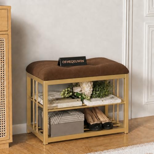 Modern Shoe Rack: Covered Velvet Stool with a Cushioned Seat for ...