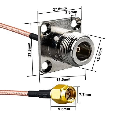 Image of N Female to SMA Male Connector RG316 Cable 7.8 Inch N Female 4 Hole Panel Mount to SMA Male Coaxial Adapter 50Ohms Low Loss N Type to SMA Cable for Router Antenna Wireless Adapter