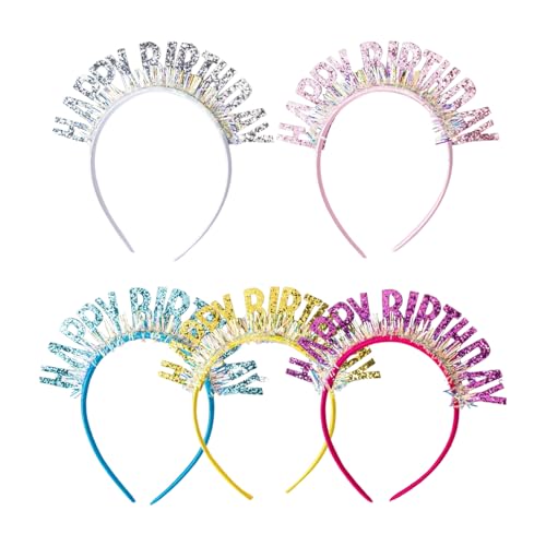 Ysjchebs 5 Uds Diademas De Cumpleaños, Diademas De Lentejuelas, Diademas Coloridas, Diademas De Fiesta, Diademas Para Niñas, Lindas Diademas Creativas