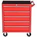 Price comparison product image DURHAND Professional 5 Drawer Roller Tool Cabinet Storage Box Workshop Chest Garage 4 Smooth Wheels Wheeling Trolley w/Handle - Red