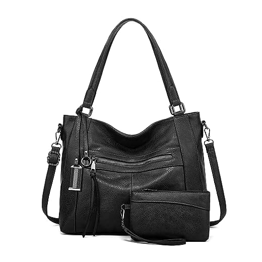 BAIGIO Sac a Main Grand Cuir PU Sac Hobo Sac Cabas Femme Sac Bandoulière Fourre Tout Messenger et Portefeuille Ensemble pour Travail Shopping Party Voyage