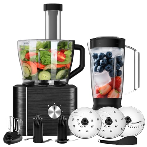 Robot Cuisine Multifonctions, TopStrong 1100W Food Processor Inclus Hachoir, Trancher, Crochet...