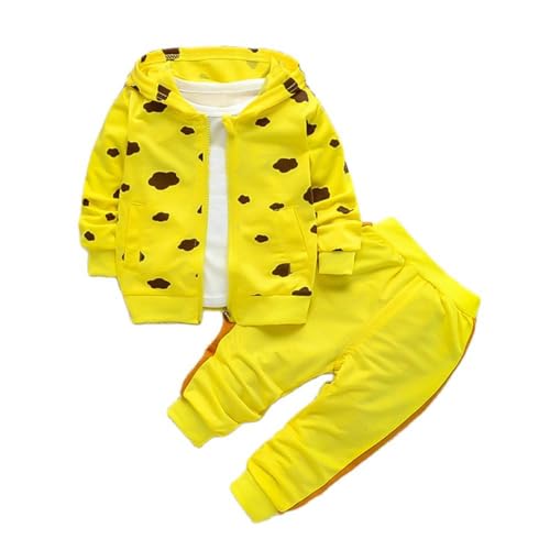 YIKIURL Baby Girl Clothes Cute Baby Outfits Spring Long Sleeve Coat+ T-Shirt+ Pants 3pcs Suits (Yellow, 4T)