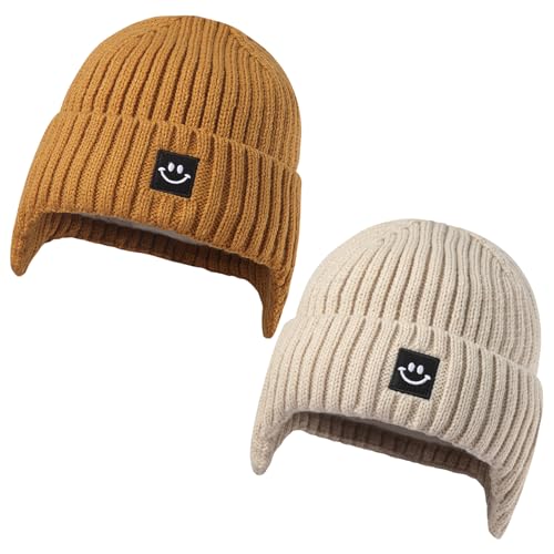 Image of MaxNova 2 Pack Baby Beanie Toddler Winter Hat with Earflap for Girls Boys 0-8 Years