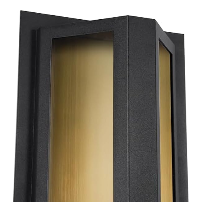 LamQee Black and Gold Modern Outdoor Wall Light Contemporary Exterior Lighting Fixtures 16W 3000K Integrated LED Outdoor Wall Sconce Outside Lights Wall Mount for House Porch Patio Front Garage Door