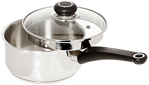 Morphy Richards 970117 Equip 18cm Pouring Saucepan with Glass Lid, Stainless Steel, Stay Cool Handles